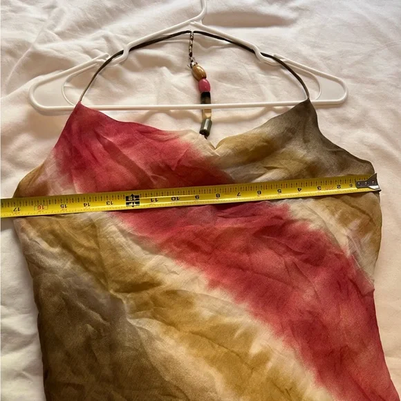 NWT Zara Tie Dye Cowl Neck Maxi Slip Dress Jewel Bead Detailing Medium Green - Picture 5 of 12